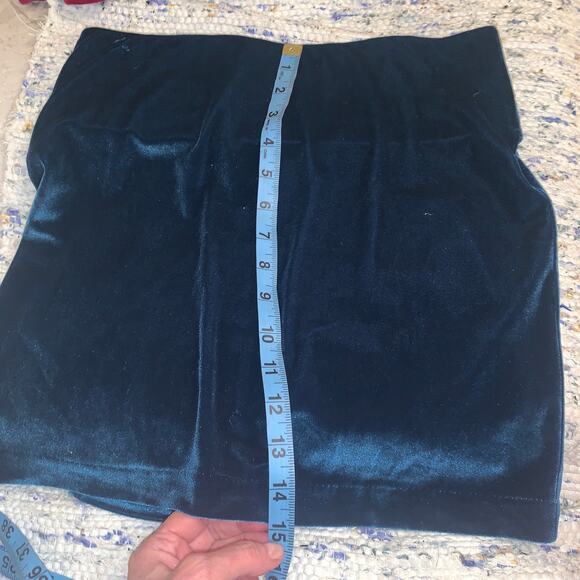 NWT Y2K BCBGENERATION TEAL STRETCH VELVET MINI SKIRT S - Picture 8 of 13